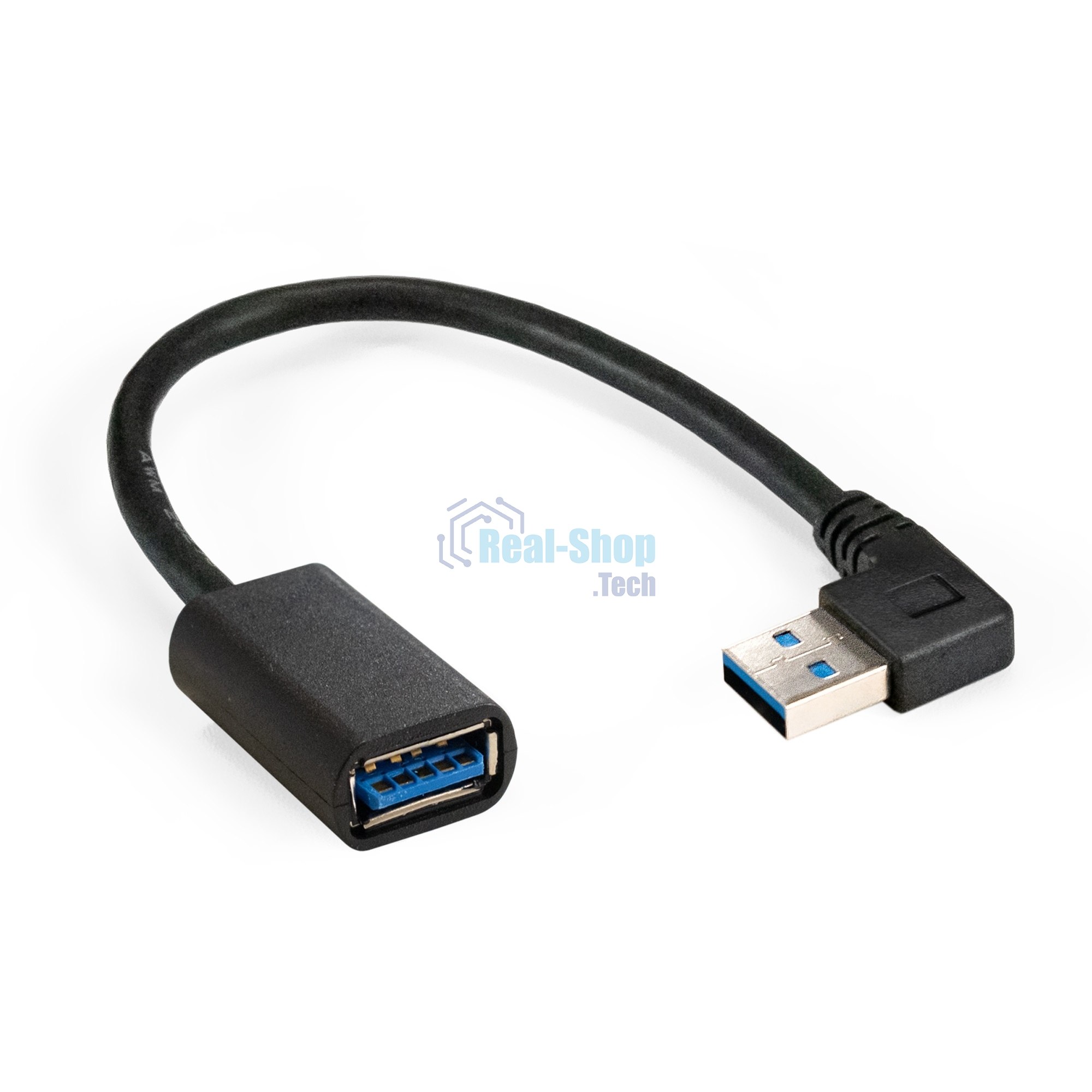Удлинитель USB 3.0 ExeGate EX-CC-USB3-AMAF-0.15L (Am/Af, угловой 90-градусный коннектор (горизонтальный левый), 0,15м)