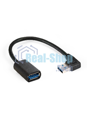 Удлинитель USB 3.0 ExeGate EX-CC-USB3-AMAF-0.15L (Am/Af, угловой 90-градусный коннектор (горизонтальный левый), 0,15м)