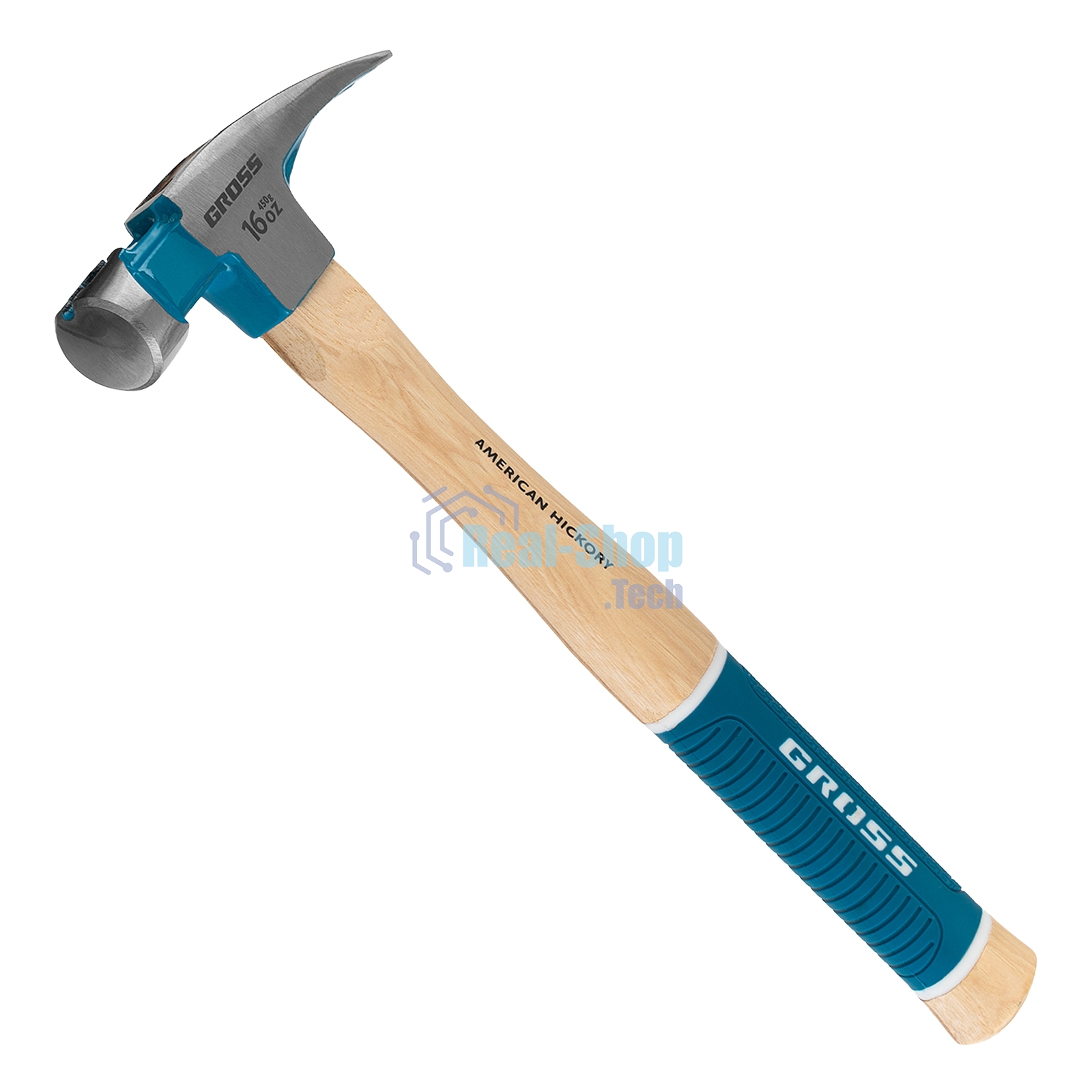 Молоток-гвоздодер Gross 10418 American hickory 450г, угол 75, магнит, обрезиненная рукоятка