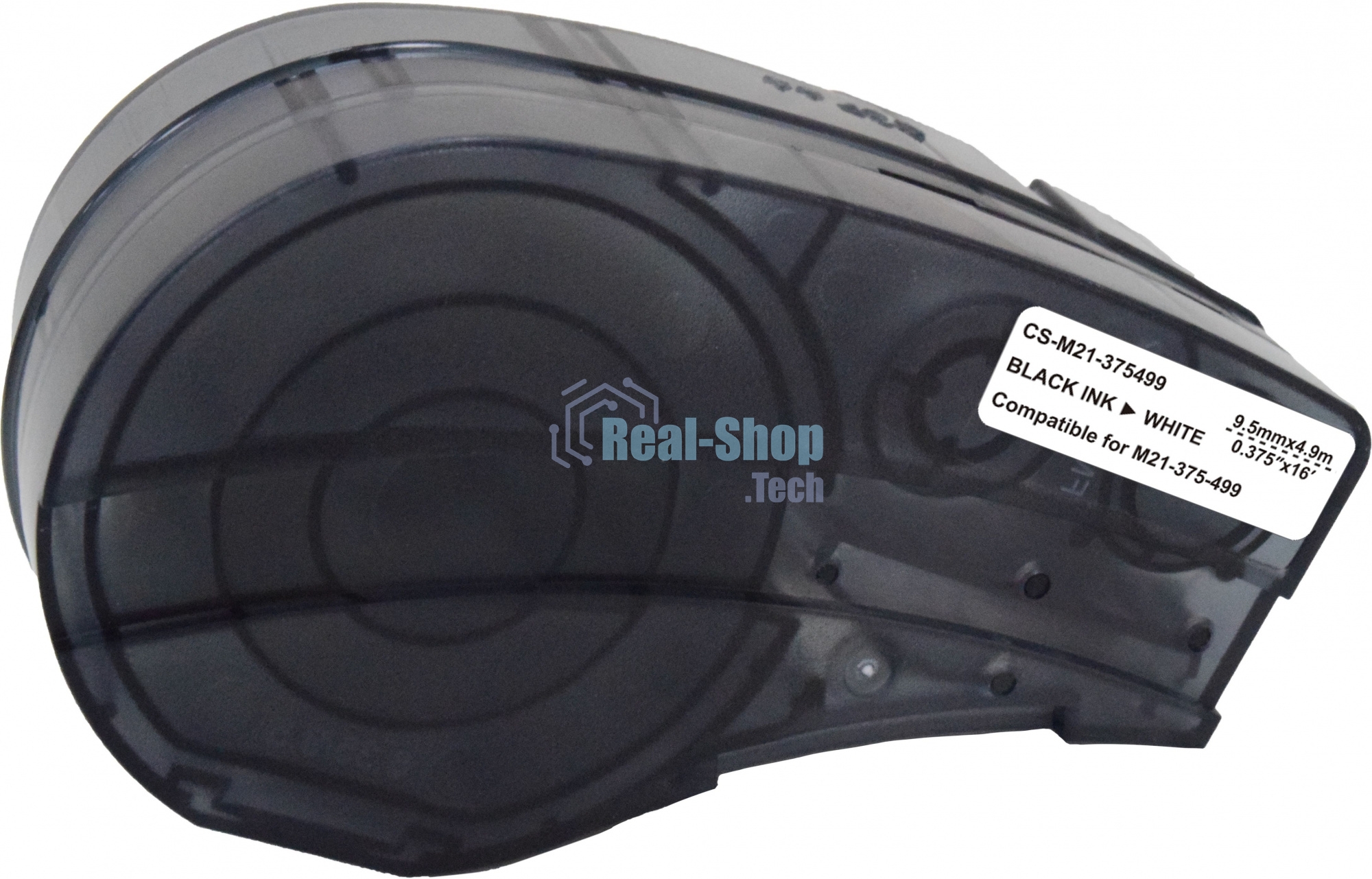 Картридж ленточный Cactus CS-M21-375499 черный шрифт, белый фон (9.5 мм, 4.9 м) для Brady BMP21-PLUS, BMP21-LAB