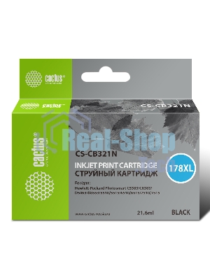 Картридж струйный Cactus CS-CB321N(CS-CB321) №178XL черный (21.6мл) для HP PS B8553/C5383/C6383/D5463
