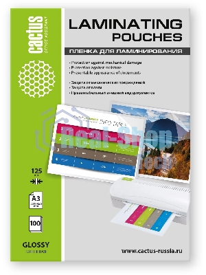 Пленка для ламинирования Cactus 125мкм A3 (100шт) глянцевая 303x426мм CS-LPGА3125100