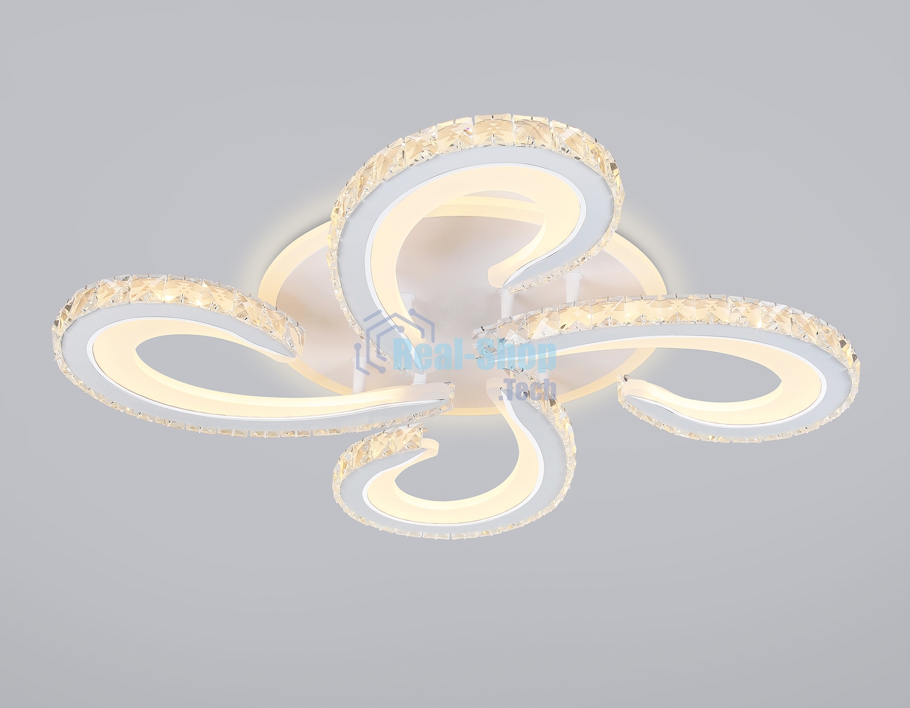 Потолочный светодиодный светильник Ambrella light FA1702/4 WH/CH белый/хром 121W 3000K-6400K 560*560*90 (ПДУ РАДИО 2.4G)