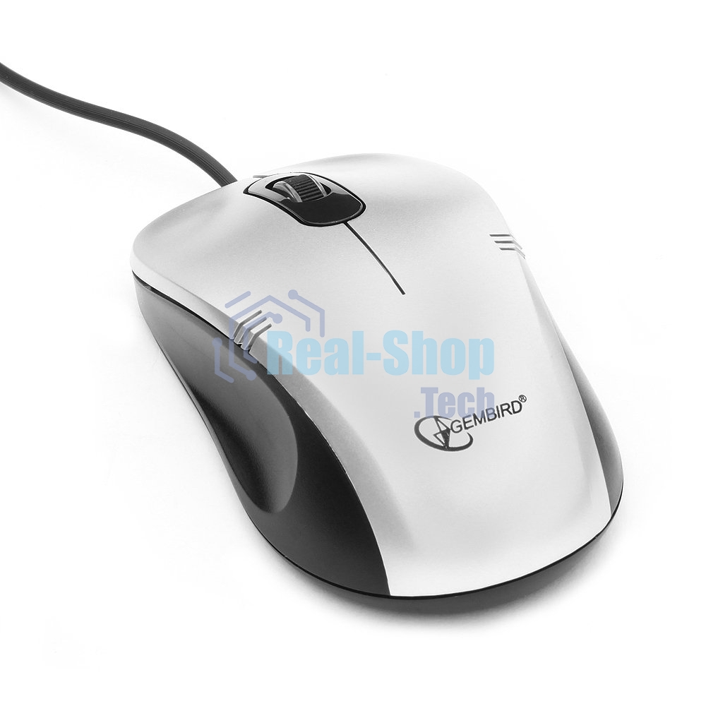 Мышь проводная Gembird MOP-100-S серебристый, 1000 dpi, USB, кнопки - 3