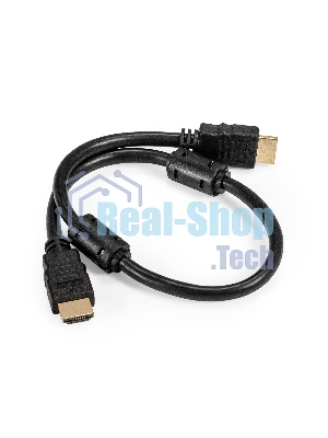 Кабель HDMI ExeGate EX-CC-HDMI2-0.5F (19M/19M, v2.0, 0,5м, 4K UHD, Ethernet, ферритовые кольца, позолоченные контакты)