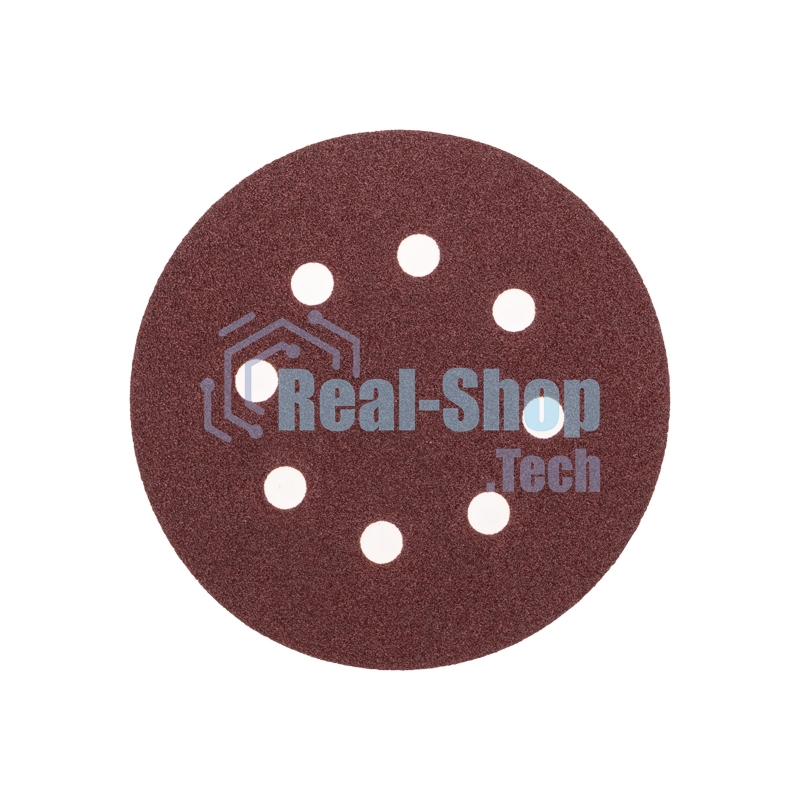 Диск абразивный Kranz на ворсовой основе, на липучке, перфорированный, P80, 125мм, 10 шт.