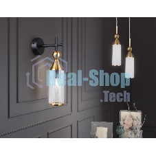 Настенный светильник Ambrella light LH55260 BK/BS/CL черный/латунь/прозрачный E14 max 40W 140*80*310