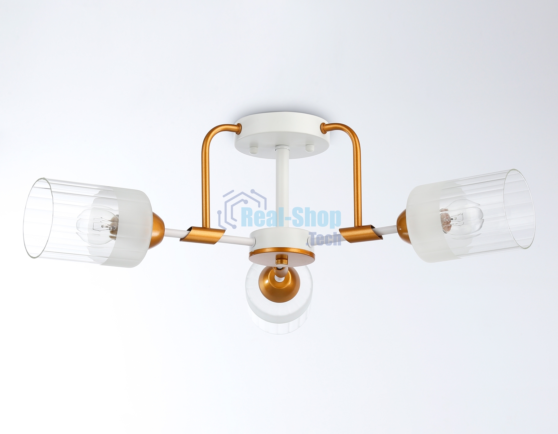 Светильник Ambrella light TR303321/3 WH/GD/CL/FR белый/золото/прозрачный/белый матовый E27*3 max 60W D620*210