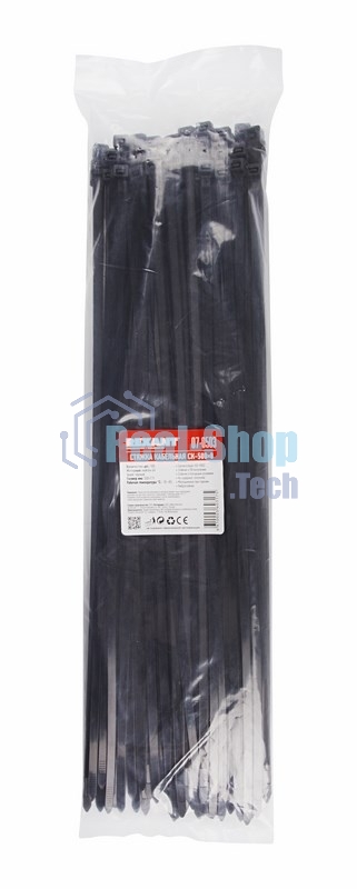 Хомут-стяжка кабельная нейлоновая Rexant 500 x7,6 мм, черная, упаковка 100 шт.