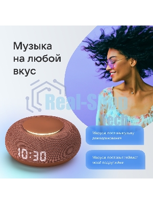 Умная колонка VK Капсула Мини 5Вт, с голосовым ассистентом Маруся, с LED-часами, терракотовый