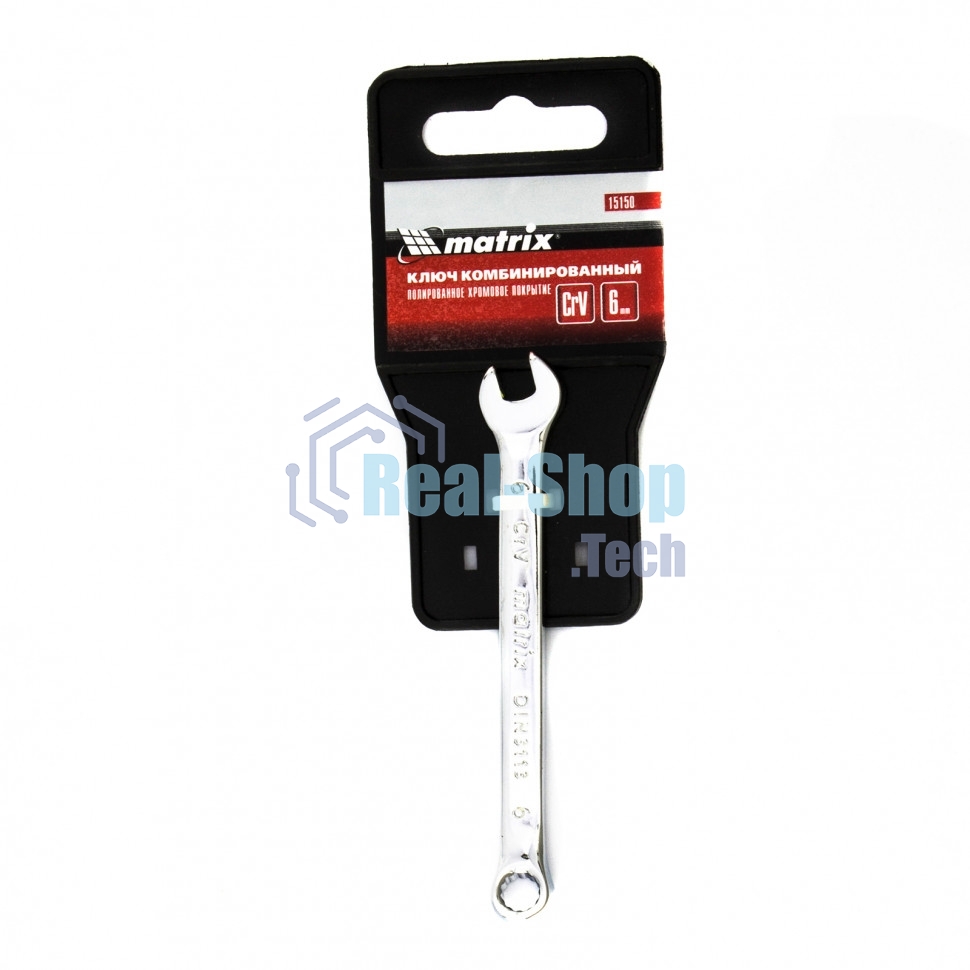 Ключ комбинированный Matrix, 6 мм, CrV, полированный хром