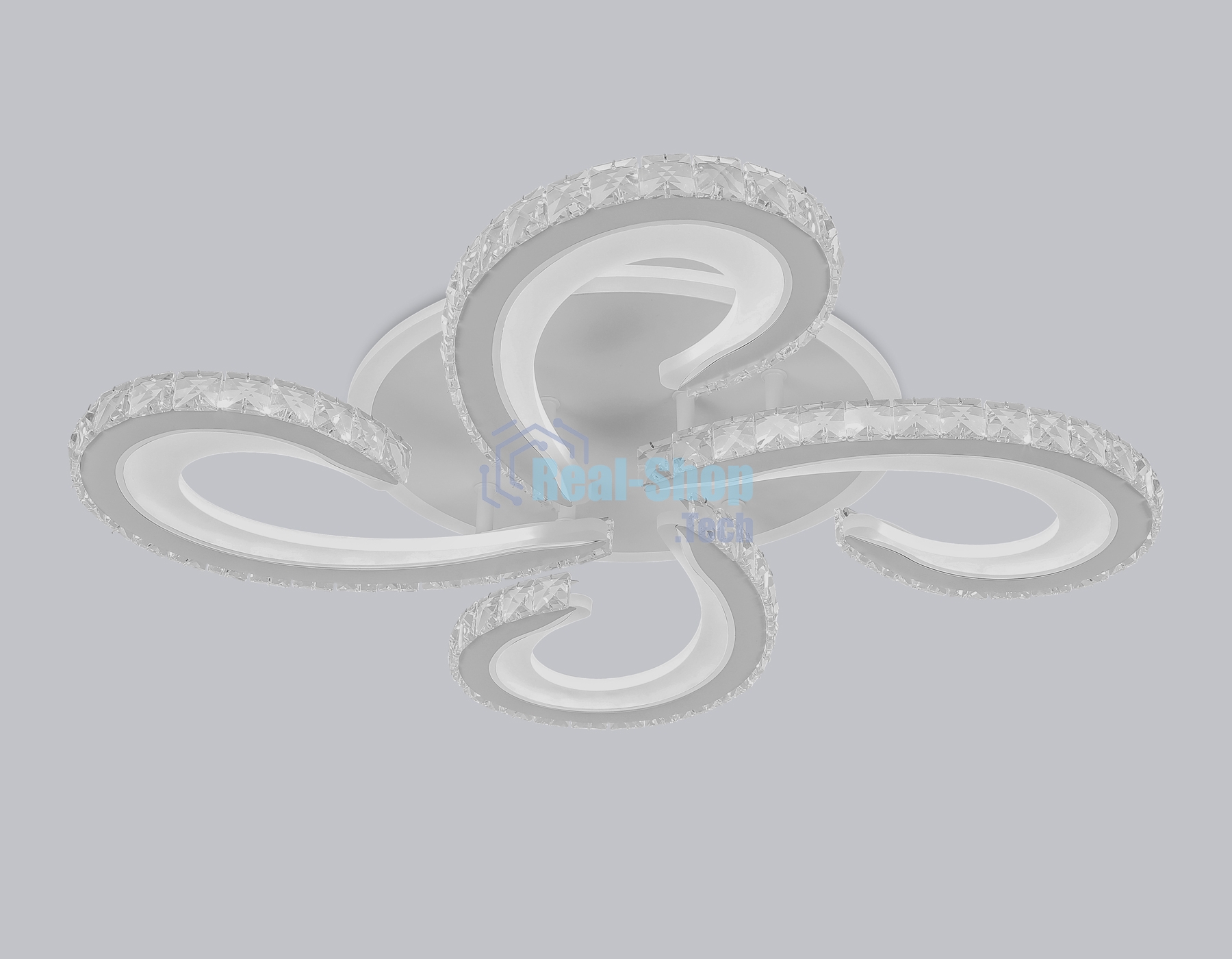 Потолочный светодиодный светильник Ambrella light FA1702/4 WH/CH белый/хром 121W 3000K-6400K 560*560*90 (ПДУ РАДИО 2.4G)