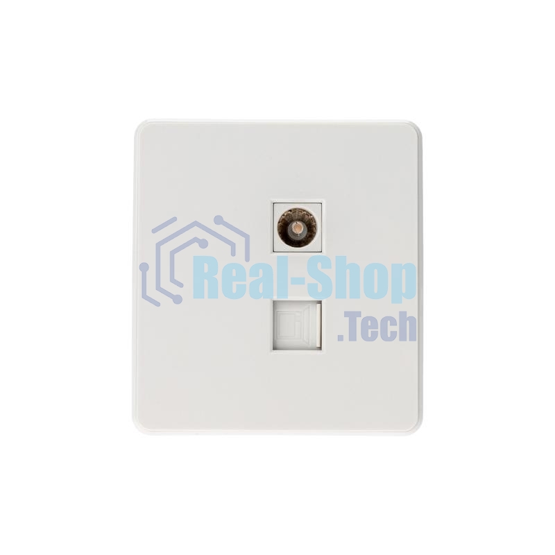 Розетка телевизионная Kranz ROUND компьютерная RJ45 кат6 + TV с/у перламутр