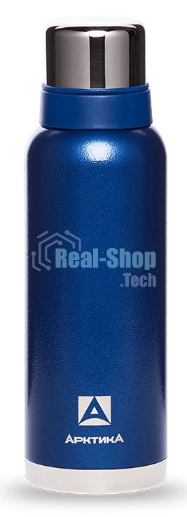 Термос Арктика 106-1200 синий, узкое горло 1,2 л, американский дизайн, антивандальное покрытие, две чашки, холод/тепло 32 ч