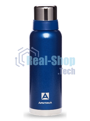 Термос Арктика 106-1200 синий, узкое горло 1,2 л, американский дизайн, антивандальное покрытие, две чашки, холод/тепло 32 ч