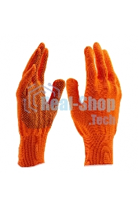 Перчатки из синтетической нити, ПВХ точка, 13 класс, оранжевые, XL Россия