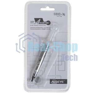 Термопаста ALSEYE T10 Thermal conductivity: 13.9W/m-k Color: Gray Conductivity: non-conductive specific gravity: 2.7g/cm³@25℃ Capacity: 1.2мл Weight: 2G