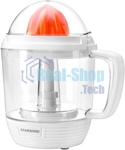 Соковыжималка Starwind SJ 1241 белый/прозрачный, цитрусовая, 30 Вт, 1200 мл, механическое