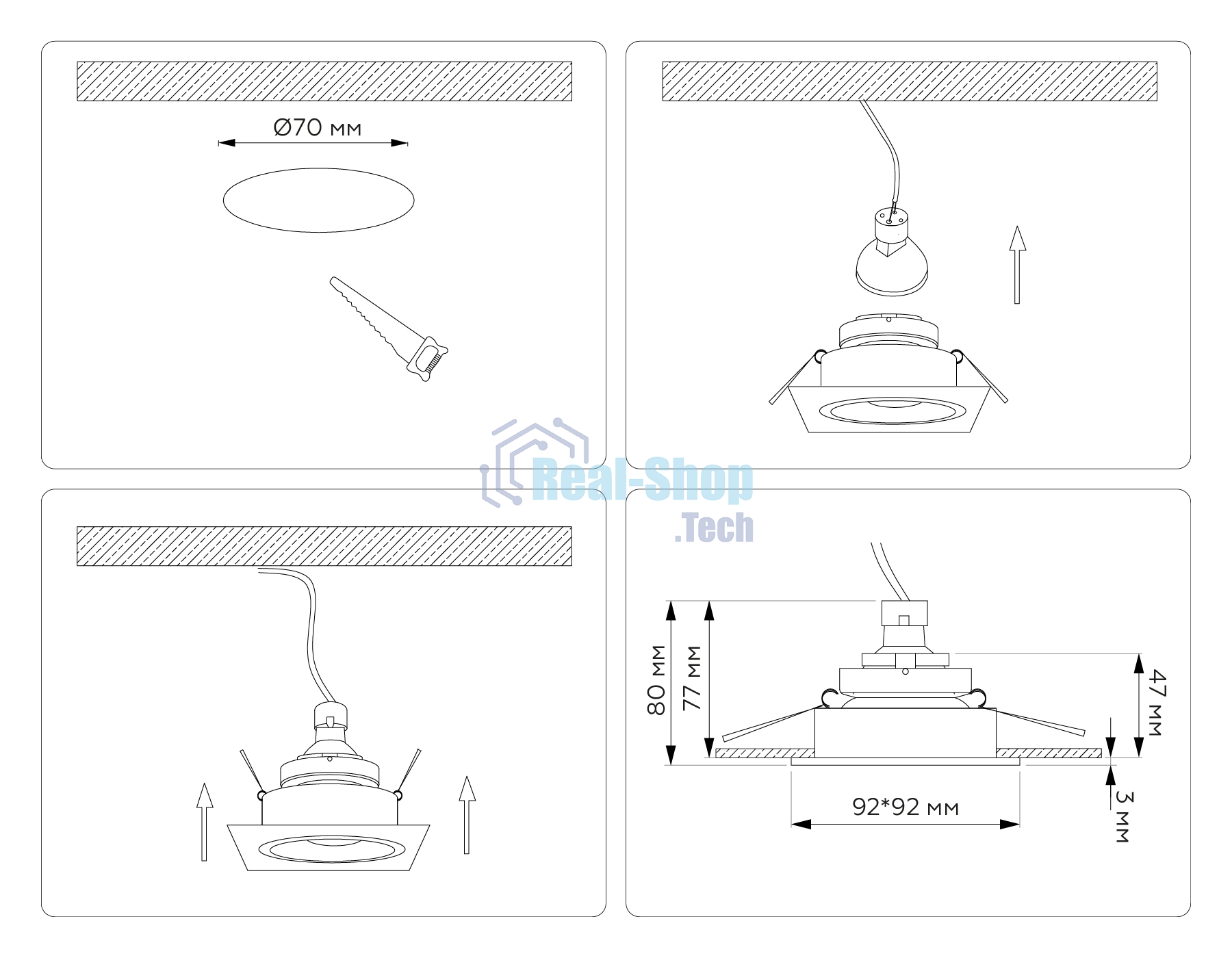 Встраиваемый точечный светильник Ambrella light TN102829 BK/GD черный/золото GU5.3 92*92*50