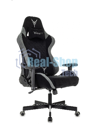 Кресло игровое Knight Regal Fabric черный/серый, иск. замша, крестов. металл