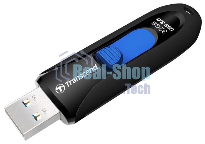 Флешка USB Transcend Jetflash 790 (TS32GJF790K), 32Gb, USB 3.0, R/W 70/25, черный/синий