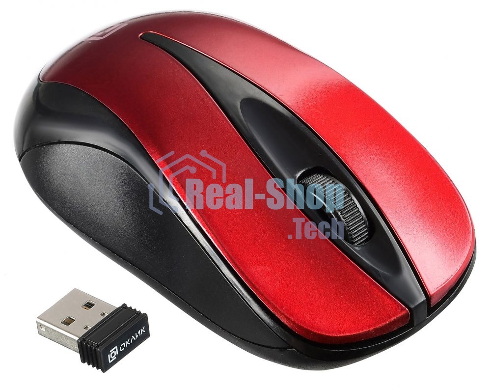 Мышь беспроводная Oklick 675MW черный/красный, 800 dpi, радиоканал, USB, кнопки - 3