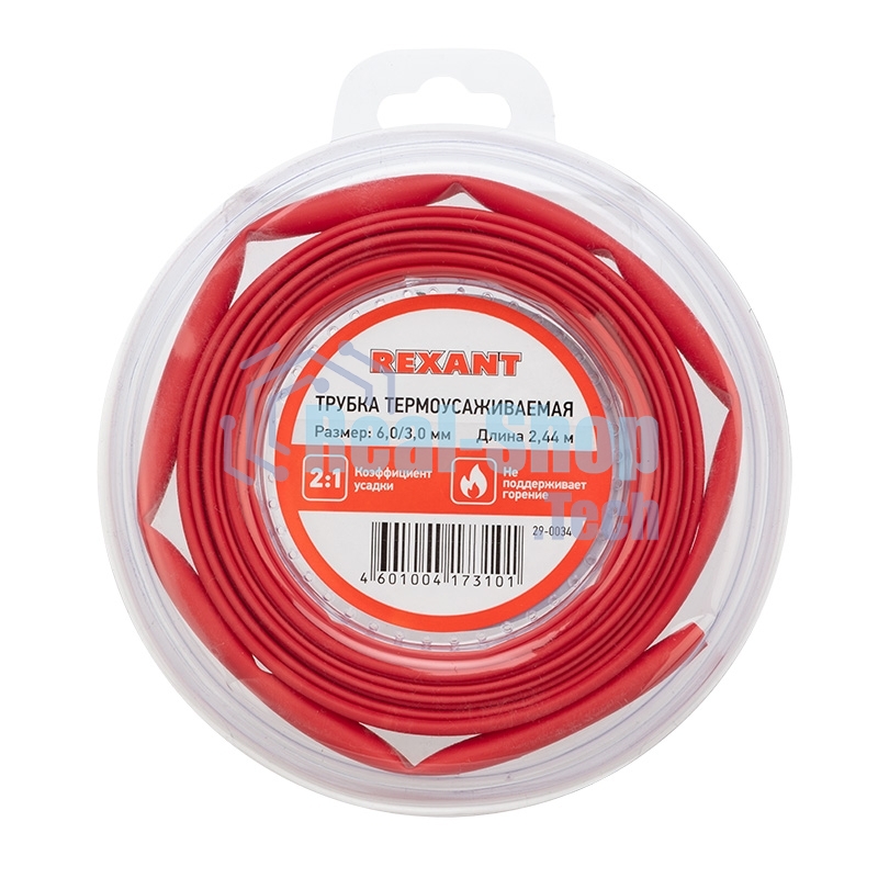 Трубка термоусаживаемая Rexant 6.0/3.0мм красн. ролик 2.44 м