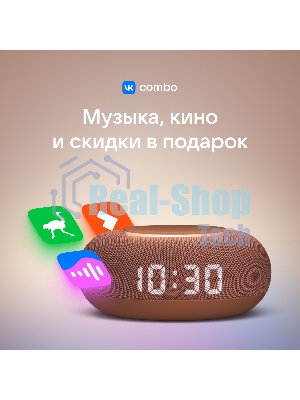 Умная колонка VK Капсула Мини 5Вт, с голосовым ассистентом Маруся, с LED-часами, терракотовый