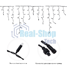 Гирлянда светодиодная Neon-night Бахрома (Айсикл), 4,8х0,6м, 176 LED СИНИЙ, черный ПВХ, IP65, эффект мерцания, 230В (нужен шнур питания 303-500)
