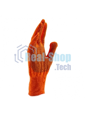 Перчатки из синтетической нити, ПВХ точка, 13 класс, оранжевые, XL Россия