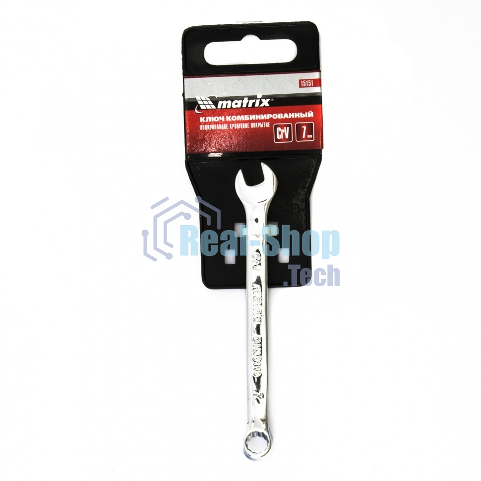 Ключ комбинированный Matrix, 7 мм, CrV, полированный хром
