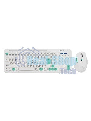 Комплект клавиатура+мышь Defender Cerrato C-978 беспроводной, USB, 1600 DPI, белый/голубой
