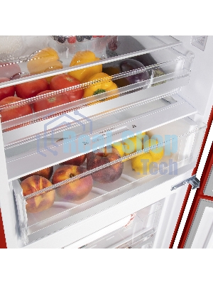 Холодильник Maunfeld MFF200NFR Inverter красный двухкамерный инвертор 271/106 л морозилка снизу, No Frost