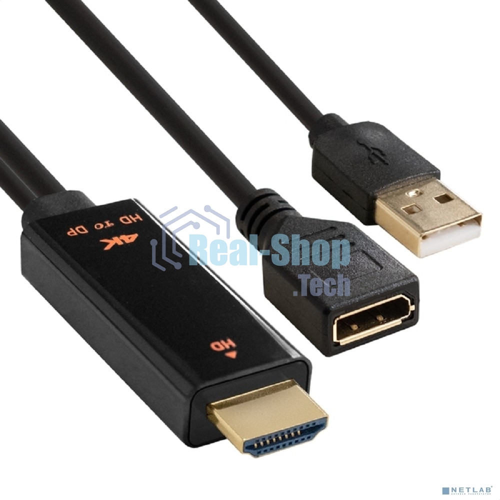 Конвертер HDMI-DisplayPort ExeGate EX-A-HDMIM-DPFU2-0.15 (19M/U2AM+20F, с питанием USB2.0)