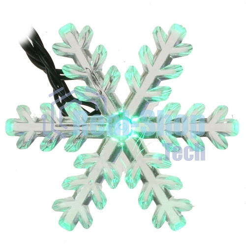 Гирлянда светодиодная Neon-night Снежинки большие 5м, 20LED, IP20, прозрачный провод, свечение мульти (RG/RB), мигание, 230В