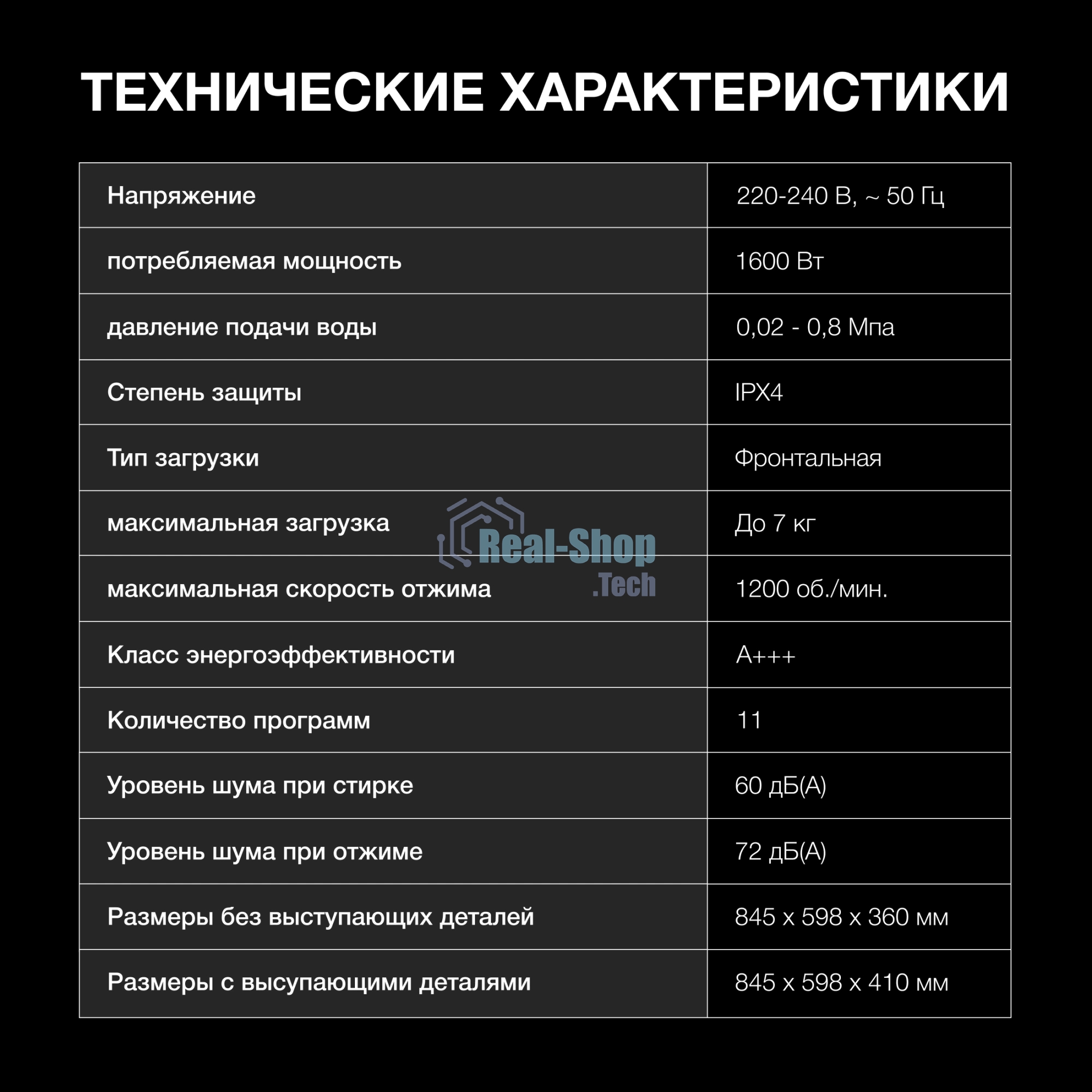 Стиральная машина Hyundai WME7215 класс: A загр.фронтальная макс.:7кг белый инвертер