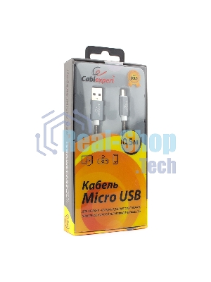 Кабель USB2.0 Cablexpert CC-G-mUSB02Gy-0.5M, AM/microB, серия Gold, длина 0.5м, титан, блистер