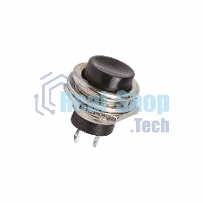 Выключатель-кнопка металл Rexant 250V 2А (2с) (ON)-OFF Ø16.2 черная