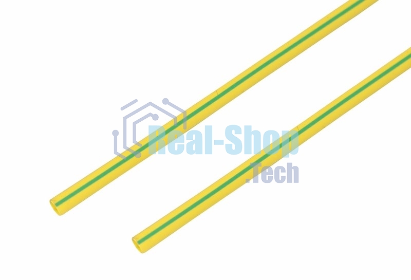 Термоусаживаемая трубка Rexant 6,0/3,0 мм, желто-зеленая, упаковка 50 шт. по 1 м