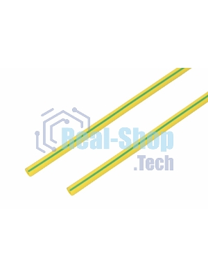 Термоусаживаемая трубка Rexant 6,0/3,0 мм, желто-зеленая, упаковка 50 шт. по 1 м