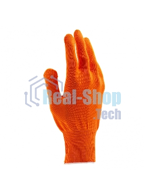 Перчатки из синтетической нити, ПВХ точка, 13 класс, оранжевые, XL Россия