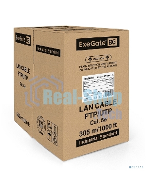 Кабель ExeGate FTP 4 пары кат.5e медь, 24AWG, экран, бухта 305м, серый, PVC