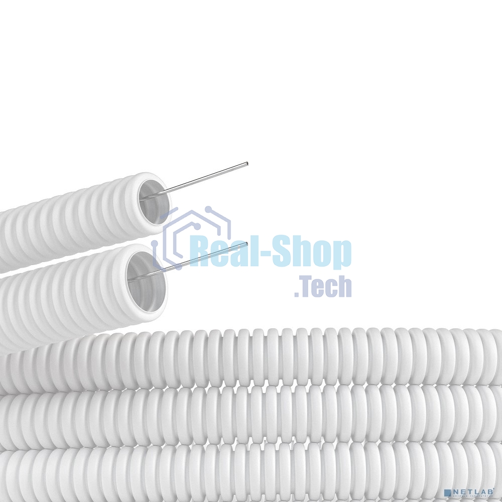 Труба ПЛЛ гибкая гофр. не содержит галогенов д.25 м м, ПВ-0, с протяжкой,50 м, белый