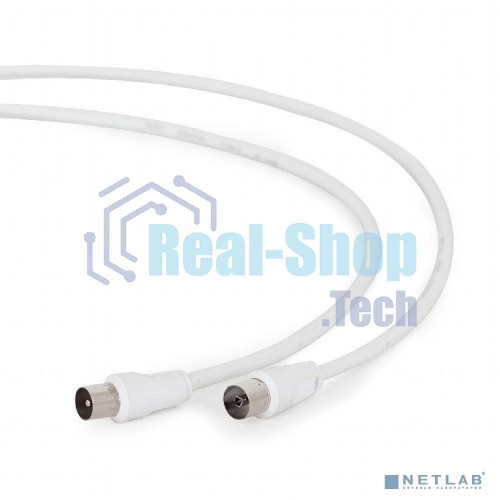 Кабель телевизионный Cablexpert, CCV-515-W-5M, Coaxial M/F, белый, 5м
