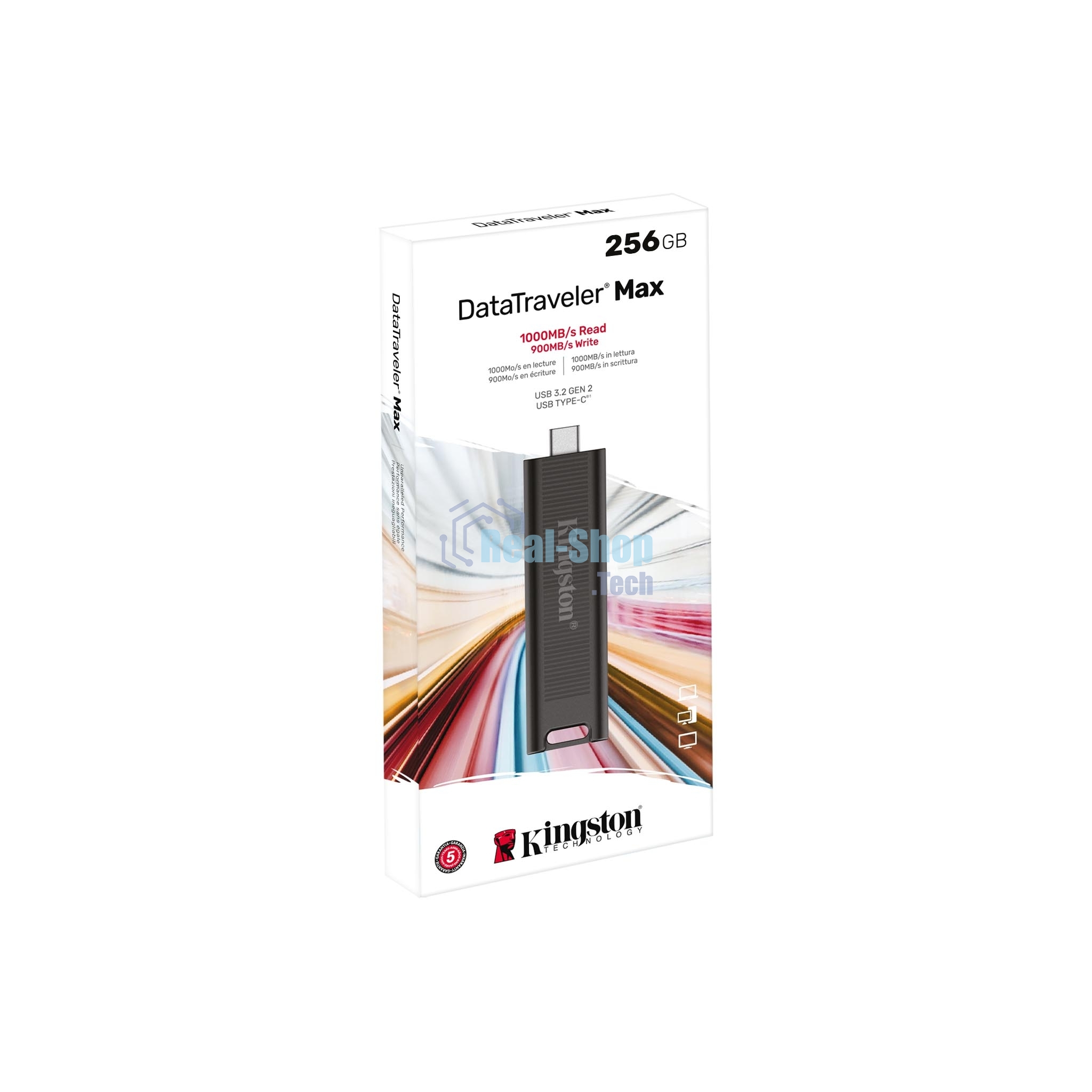 Флешка USB Kingston DataTraveler Max (DTMAX/256GB), 256Gb, USB 3.2 Gen 2 Type-C, R/W 1000/900, черный