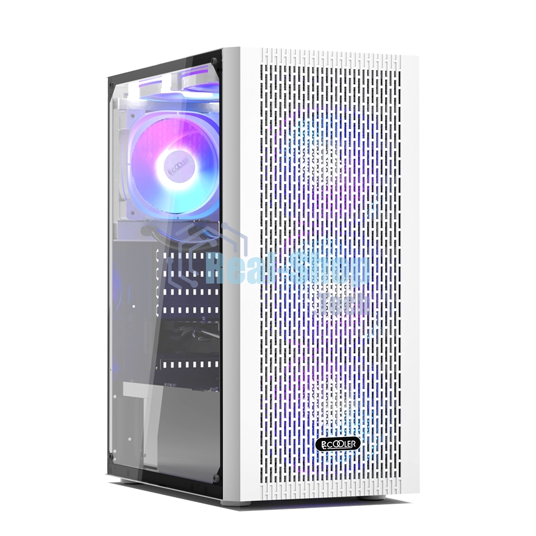 Компьютерный корпус без блока питания PCCOOLER MA100 MESH WH, Mesh Mid Tower, White, TG, 0.4 SPCC, 3x120мм ARGb ATX, mATX, mITX 160/310/180мм 2x2.5