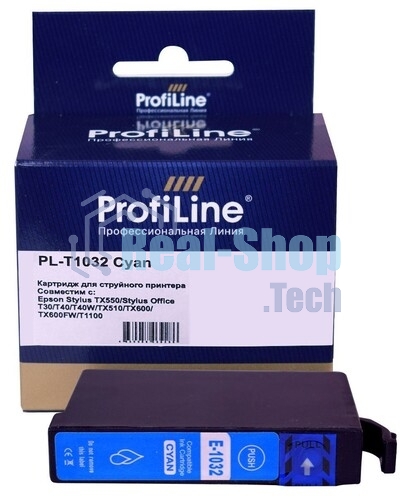 Картридж струйный ProfiLine PL-T1032 для принтеров Epson Stylus TX550/Stylus Office T30/T40/T40W/TX510/TX600/TX600FW/T1100 с чернилами Cyan 11,1 мл