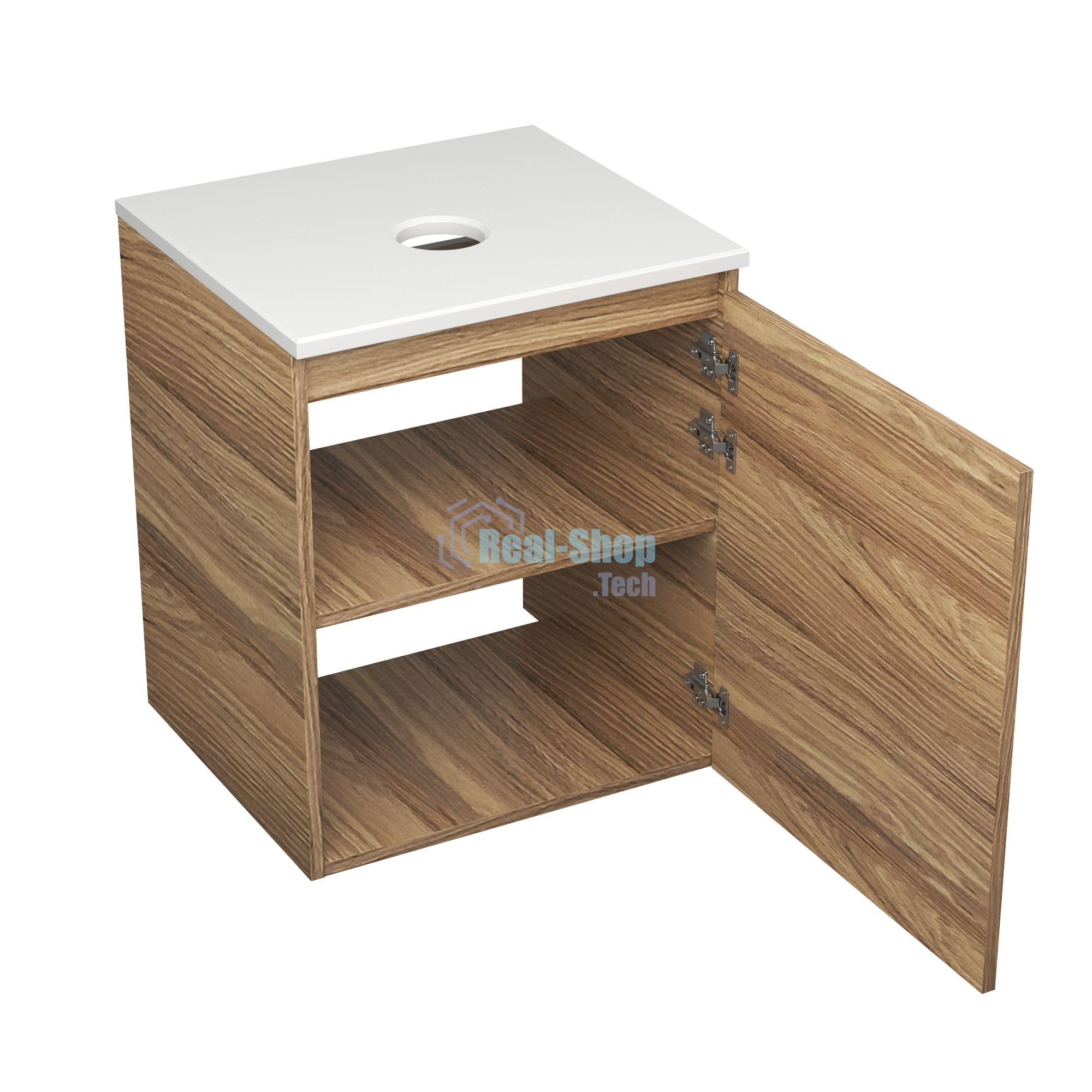 Тумба Bau Dream Blackwood 50 с дверцей, раковина BAU Dream D43, выпуск клик клак, черный