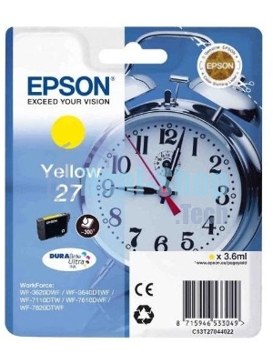 Картридж струйный Epson T2704 (C13T27044022/C13T27044020) желтый, 300 стр., для WF7110/7610/7620 (300стр.)