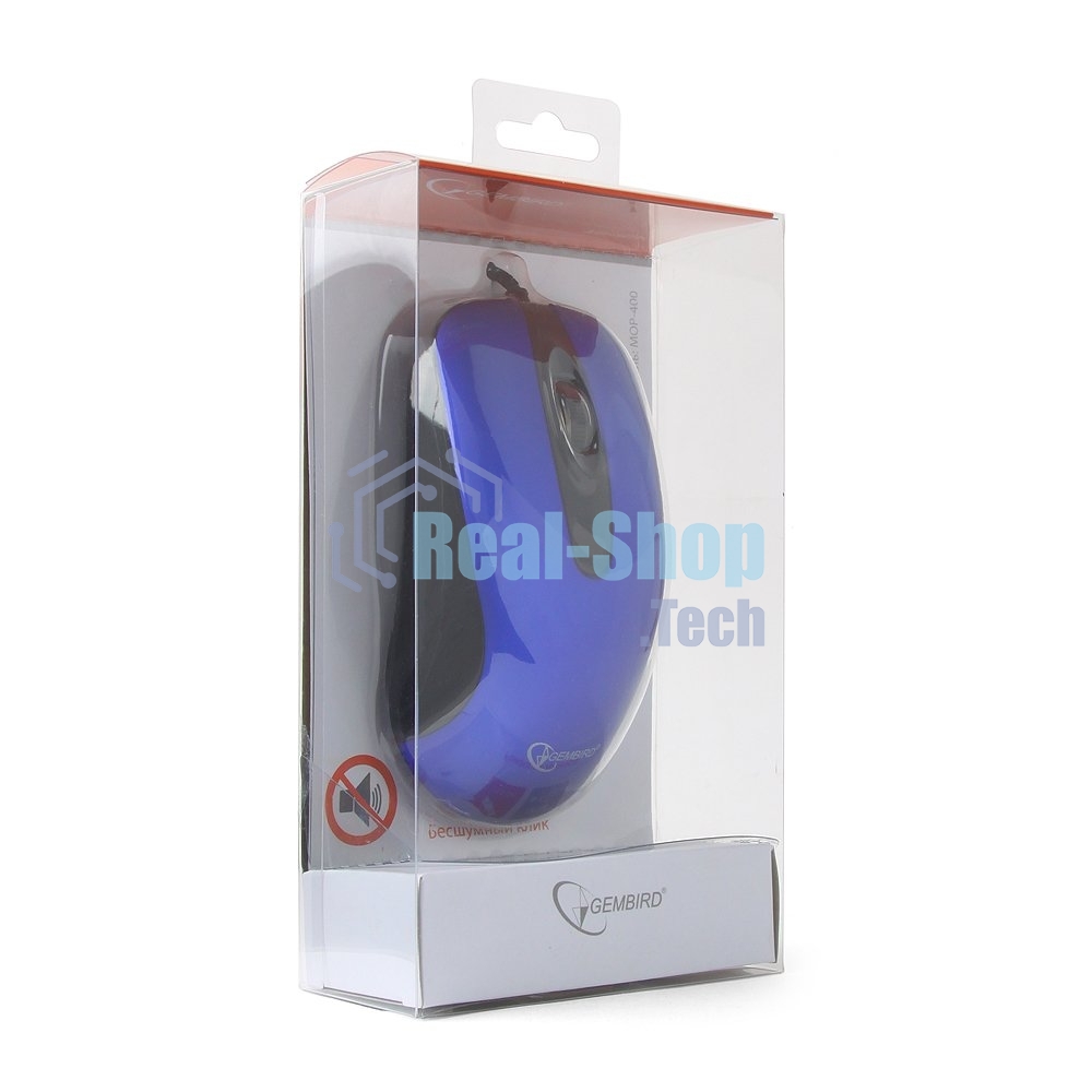 Мышь проводная Gembird MOP-400-B синий, 1000 dpi, USB, кнопки - 3